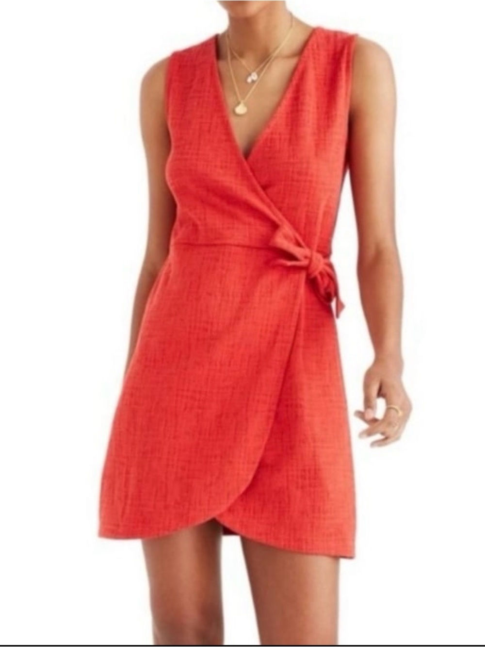 Madewell Texture & Thread Side-Tie Faux-Wrap Mini Dress